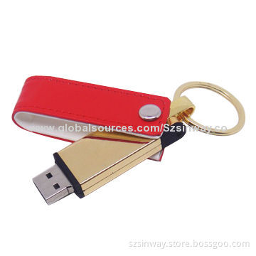 Leather Swivel USB Flash Drive, OEM, 4GB, CE/RoHS/FCC Marks